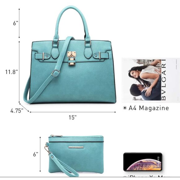Birkin LookALike Handbag in Tiffany Blue - Picture 15 of 16